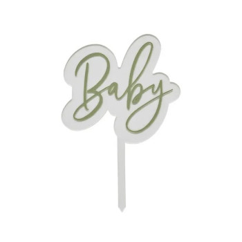 Cake Topper Baby Salbeigrün Acryl 15x23.5cm | BelleFete.ch