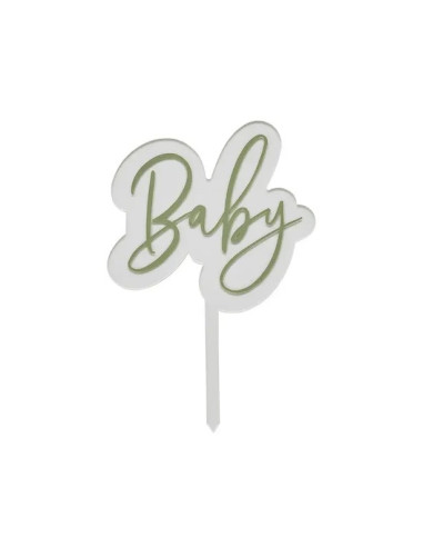 Salbeigrüne „Baby“-Kuchendekoration | Babyparty | BelleFete.ch