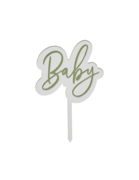 Salbeigrüne „Baby“-Kuchendekoration | Babyparty | BelleFete.ch