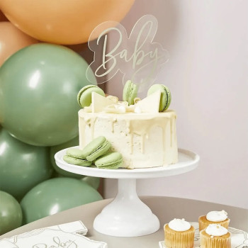 Cake Topper Baby Salbeigrün Acryl 15x23.5cm | BelleFete.ch 2