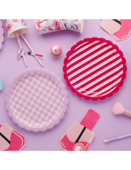 Piatti per festa in pigiama rosa e lilla | Decorazioni per compleanno di bambina | BelleFete.ch