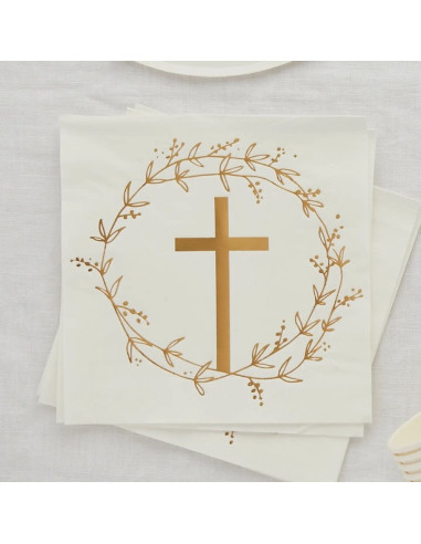 Serviettes de fête Baptême & Communion – décoration table élégante | BelleFete.ch