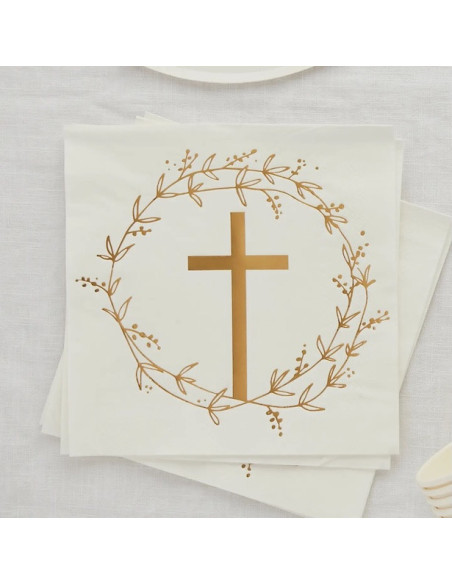 Serviettes de fête Baptême & Communion – décoration table élégante | BelleFete.ch