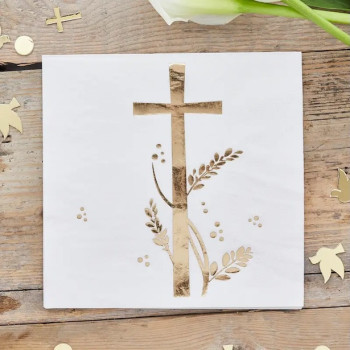 Serviettes de fête Baptême & Communion – décoration table élégante | BelleFete.ch