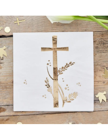 Serviettes de fête Baptême & Communion – décoration table élégante | BelleFete.ch