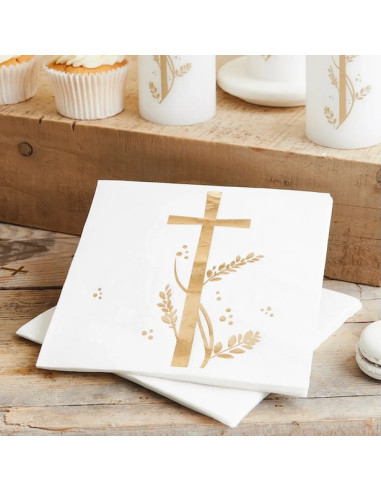 Serviettes de fête Baptême & Communion | Décoration table | BelleFete.ch