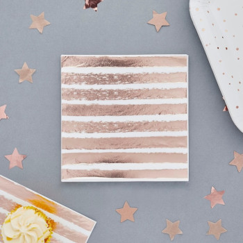 Serviettes de fête à rayures rose gold – décoration de table élégante | BelleFete.ch 2