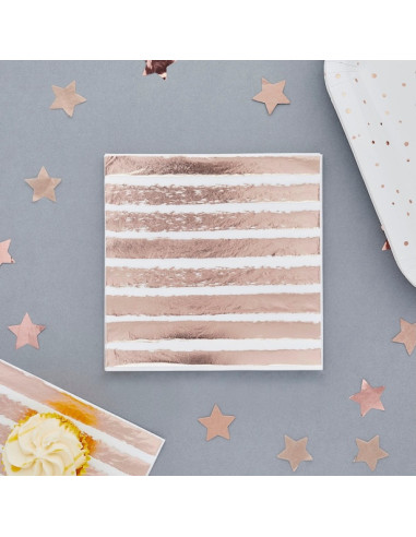 Serviettes de fête à rayures Rose Gold | BelleFete.ch