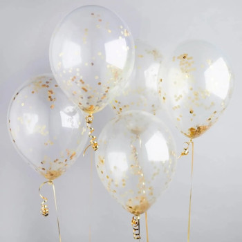 Ballons à confettis dorés – décoration de fête élégante | BelleFete.ch