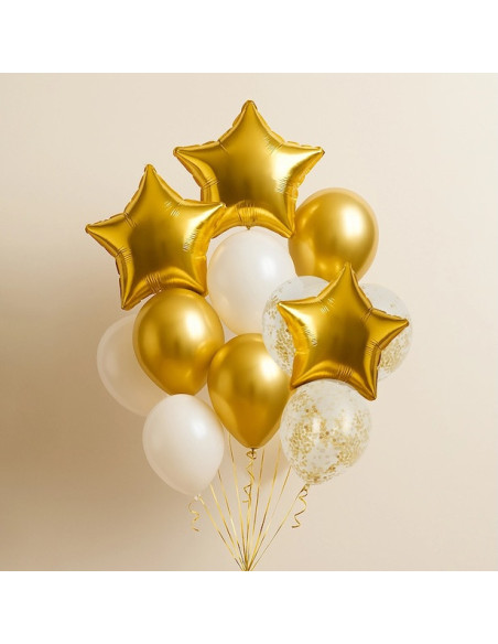 Bouquet di palloncini dorati e bianchi – elegante decorazione di festa | BelleFete.ch