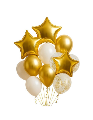 Bouquet di palloncini oro e bianchi | Decorazioni per feste | BelleFete.ch