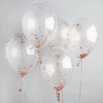 Ballons à confettis rose gold – décoration de fête élégante | BelleFete.ch