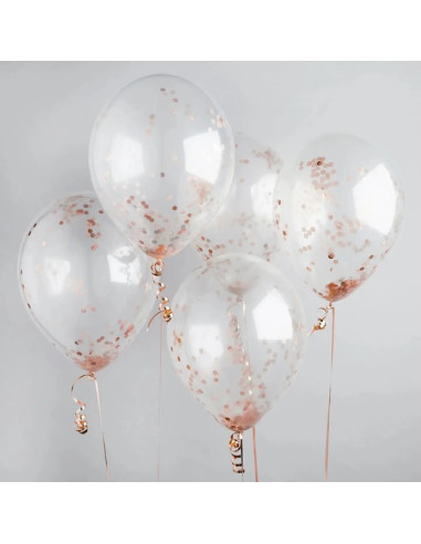 Ballons à confettis rose gold – décoration de fête élégante | BelleFete.ch