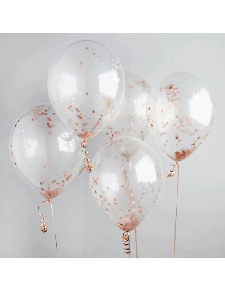 Ballons à confettis rose gold – décoration de fête élégante | BelleFete.ch