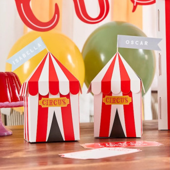 Scatole per feste personalizzabili a tema circo - borse regalo compleanno bambino | BelleFete.ch