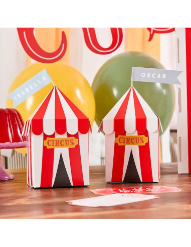 Anpassbare Partyboxen zum Thema Zirkus - Geschenktüten Geburtstag Kind | BelleFete.ch