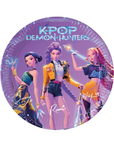 Assiettes de fête K-Pop Demon Hunters – décoration anniversaire K-pop | BelleFete.ch