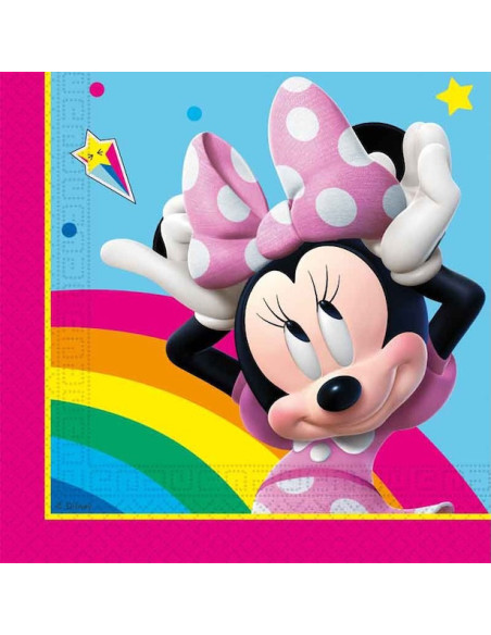 Minnie Mouse Rainbow Handtücher – bunte Babygeburtstagsdekoration | BelleFete.ch