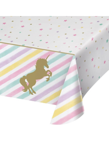 Tovaglia unicorno dorato – decorazione compleanno bambino magico | BelleFete.ch
