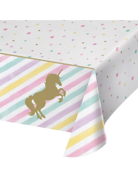 Goldene Einhorn-Tischdecke – magisches Kindergeburtstagsschmuck | BelleFete.ch