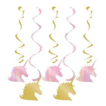 Goldenes Einhorn hängende Dekorationen – Zauberkind Geburtstag Dekoration | BelleFete.ch