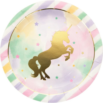 Piatti unicorno dorato – decorazione compleanno bambino magico | BelleFete.ch