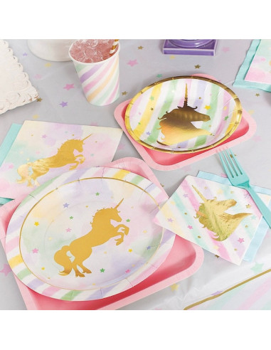 Assiettes Licorne Dorée | Anniversaire enfant | BelleFete.ch