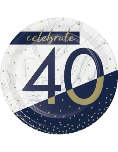 Dessertteller 40 Jahre Navy & Gold – stilvolle Geburtstagsdekoration | BelleFete.ch