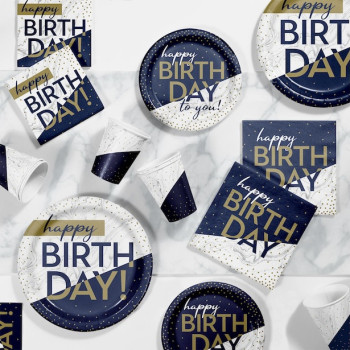 Piatti da dessert 50 anni Navy & Gold – elegante decorazione di compleanno | BelleFete.ch 2