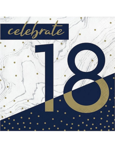 Handtücher 18 Jahre Navy & Gold – stilvolle Geburtstagsdekoration | BelleFete.ch