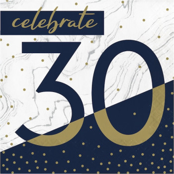 Serviettes 30 ans Navy & Gold – décoration anniversaire élégante | BelleFete.ch