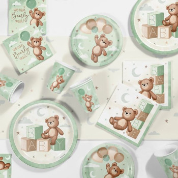 Handtücher Teddybär grün und beige – Babyparty | BelleFete.ch 2