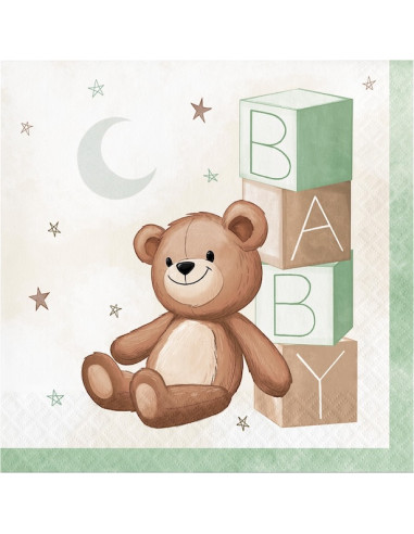 Serviettes Teddy Bear ourson – baby shower | BelleFete.ch