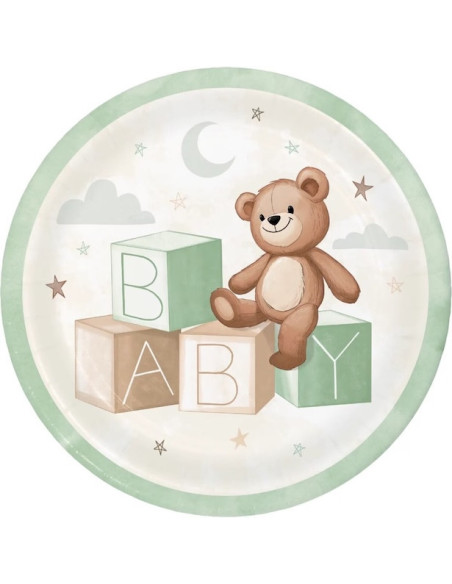 Assiettes Teddy Bear ourson – décoration baby shower | BelleFete.ch