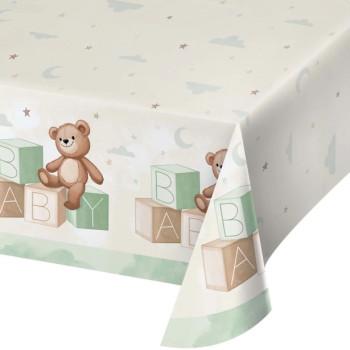 Tischdecke Teddybär mit Würfeln BABY – baby shower | BelleFete.ch