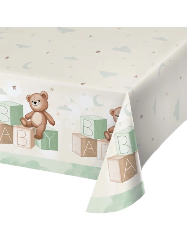 Tischdecke Teddybär mit Würfeln BABY – baby shower | BelleFete.ch