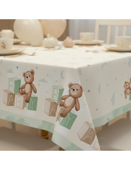 Tischdecke Teddybär Grün Beige 137x259cm | BelleFete.ch