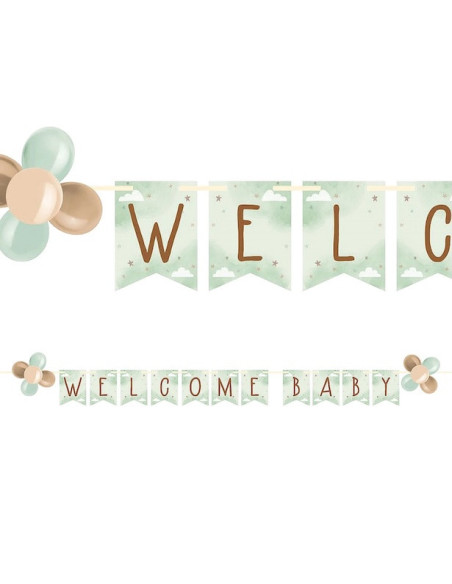 Girlande Teddybär Willkommen Baby – Babyparty Bär | BelleFete.ch