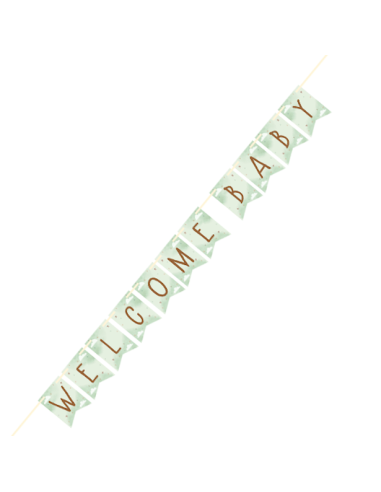 Guirlande de bienvenue pour bébé avec ballons et ourson vert | BelleFete.ch