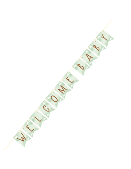 Guirlande de bienvenue pour bébé avec ballons et ourson vert | BelleFete.ch
