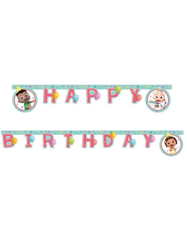 Buchstabengirlande Happy Birthday Cocomelon mit JJ – Babygeburtstag Dekoration | BelleFete.ch