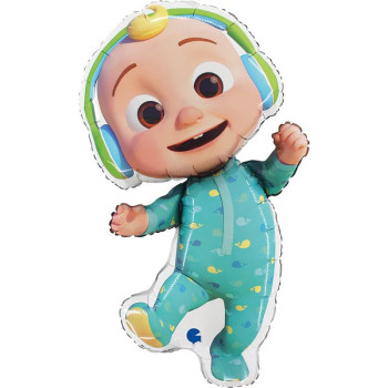 Riesiger CoComelon Aluminiumballon mit dem Bildnis von JJ, ideal für Geburtstage.