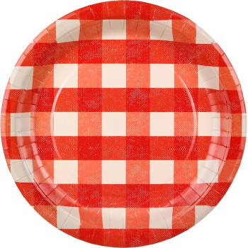 Rot karierte Teller – Dekoration geselliges Grillfest | BelleFete.ch