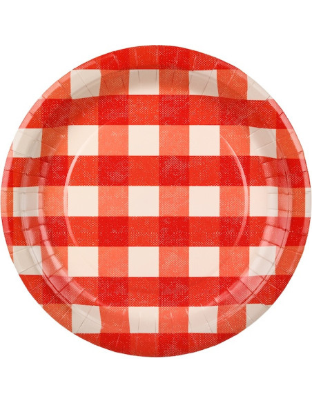 Piatti a quadri rossi – decorazione festa barbecue conviviale | BelleFete.ch