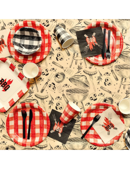 Bicchieri a scacchi rossi e neri | Decorazioni per feste barbecue | BelleFete.ch