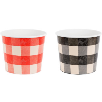 Seaux à snacks carreaux rouge et noir – décoration fête barbecue conviviale | BelleFete.ch