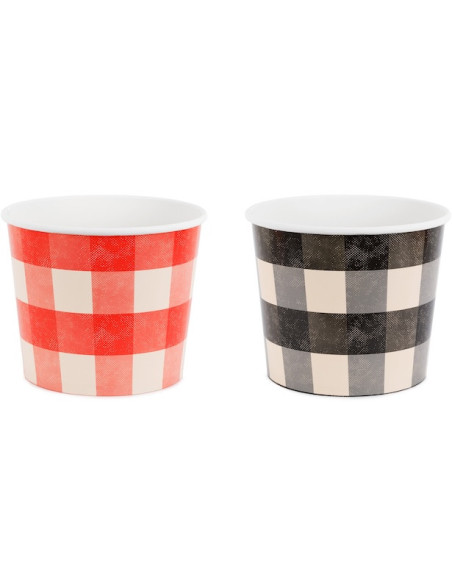 Secchi per snack a quadri rossi e neri – decorazione festa barbecue conviviale | BelleFete.ch