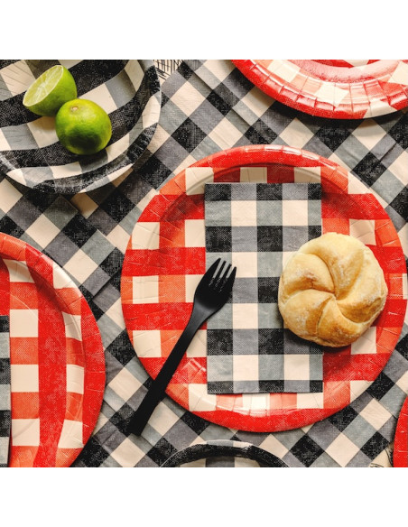 Tovaglioli a quadretti neri | Decorazioni per feste barbecue | BelleFete.ch