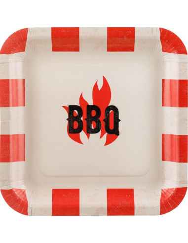 BBQ-Platten aus Papier 26x26 cm - festliches Grillgeschirr | BelleFete.ch