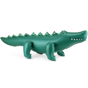 Ballon en aluminium en forme de crocodile vert pour décoration de fête thématique.